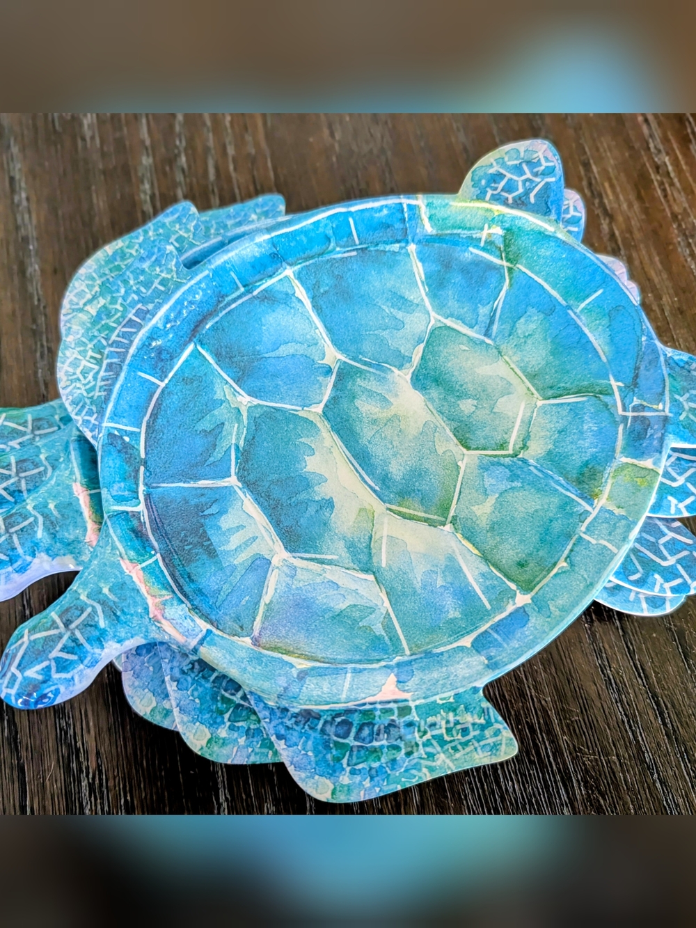 Pier 1 Imports Blue Sea Turtle Melamine Salad Appetizer Plates - Set of 4